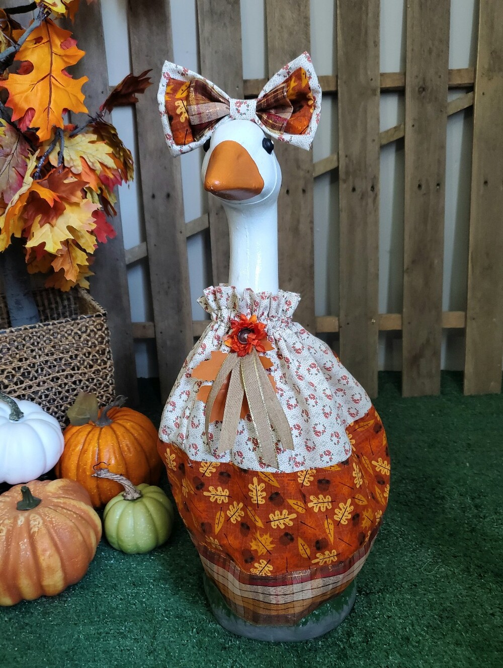 23" Porch Goose Dress & Bow Set Fall
